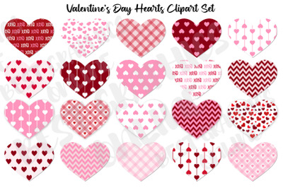 Valentine&#039;s Day Hearts Clipart, Love Heart Clipart Set