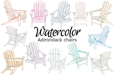 Adirondack chair watercolor clipart