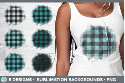 Teal Buffalo Plaid Background | Grunge Sublimation Backgrounds