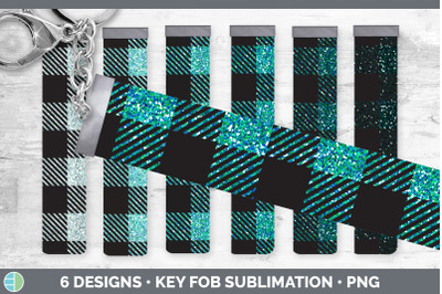 Teal Buffalo Plaid Key Fob | Wristlet Sublimation