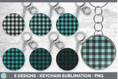 Teal Buffalo Plaid Keychain Bundle | Keyring Sublimation Designs