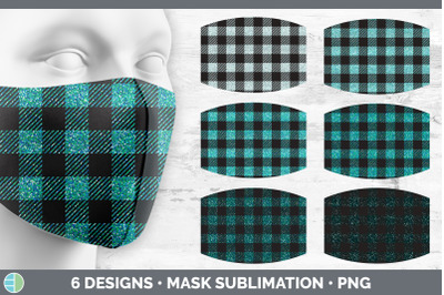 Teal Buffalo Plaid Mask | Sublimation Bundle Face Mask Designs