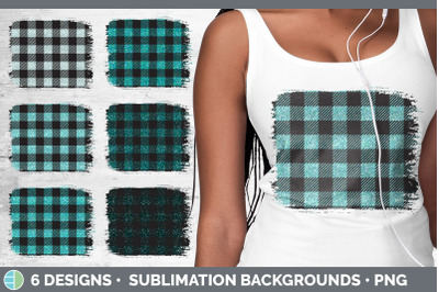 Teal Buffalo Plaid Distressed Sublimation Background Panel