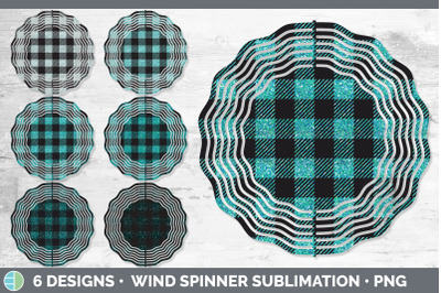 Teal Buffalo Plaid Wind Spinner | Sublimation Designs Bundle