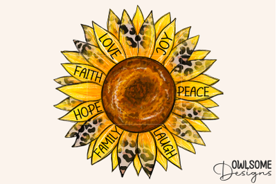 Sunflower Faith Hope Love PNG Sublimation