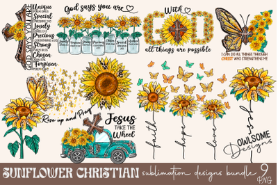 Sunflower Christian Quotes Sublimation Bundle