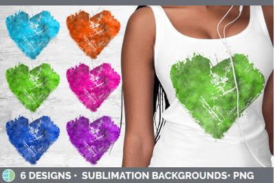 Bright Colors Heart Distressed Clipart