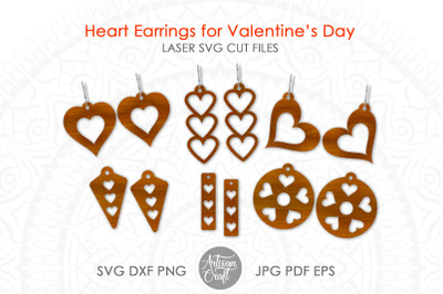 Valentine Earrings SVG, Heart Earring SVG, laser cut files SVG