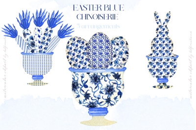 Chinoiserie Blue Easter DIY Digital Clipart.