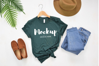 Lifestyle T-Shirt Mockup Bella Canvas 3001 Forest