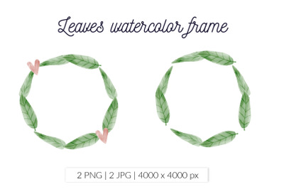 Tropical leaves circle frames PNG Watercolor