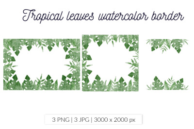 Tropical leaves borders PNG Watercolor Clip art