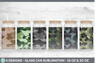 Camo Glass Can | Sublimation Beer Mason Jar