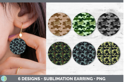 Camo Round Earring | Sublimation Designs Bundle