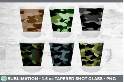 Camo Shot Glass Sublimation | Shot Glass 1.5oz Tapered