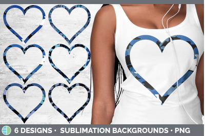 Blue Camo Heart Frame Clipart