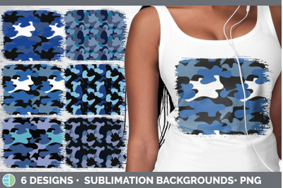 Blue Camo Distressed Sublimation Background Panel