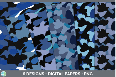 Blue Camo Backgrounds | Digital Scrapbook Papers