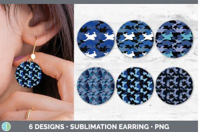 Blue Camo Round Earring | Sublimation Designs Bundle