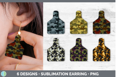 Camo Cow Tag Earring | Sublimation Cattle Ear Tag