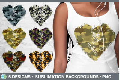 Camo Heart Distressed Clipart