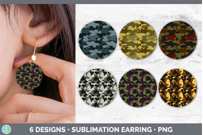 Camo Round Earring | Sublimation Designs Bundle