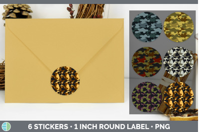 Camo Stickers | Sticker 1in Round Labels PNG Designs