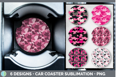 Pink Camo Car Coaster | Sublimation Designs Bundle