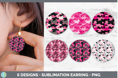 Pink Camo Round Earring | Sublimation Designs Bundle