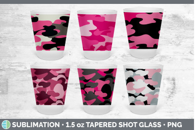 Pink Camo Shot Glass Sublimation | Shot Glass 1.5oz Tapered