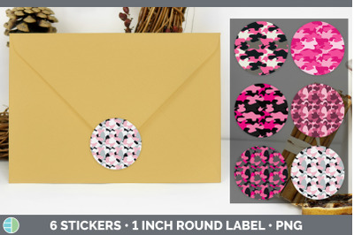 Pink Camo Stickers | Sticker 1in Round Labels PNG Designs