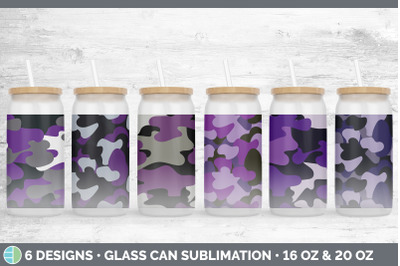 Purple Camo Glass Can | Sublimation Beer Mason Jar