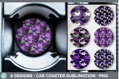 Purple Camo Car Coaster | Sublimation Designs Bundle