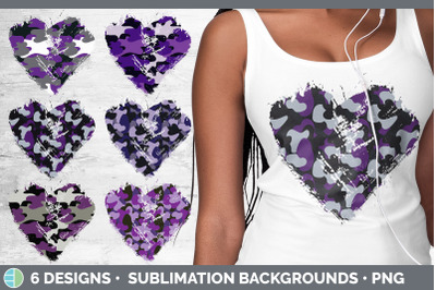 Purple Camo Heart Distressed Clipart