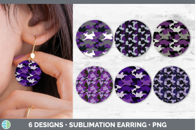 Purple Camo Round Earring | Sublimation Designs Bundle