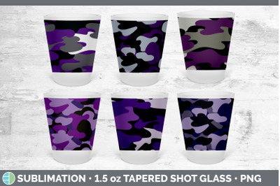 Purple Camo Shot Glass Sublimation | Shot Glass 1.5oz Tapered