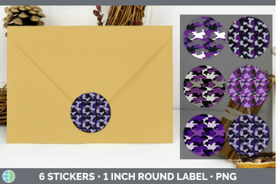 Purple Camo Stickers | Sticker 1in Round Labels PNG Designs