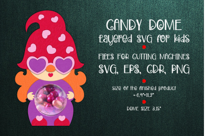 Gnome Girl Candy Dome | Valentine Paper Craft Template