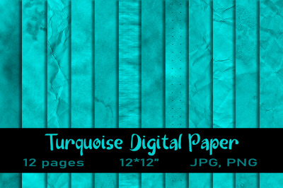 12 Turquoise Texture Digital Paper