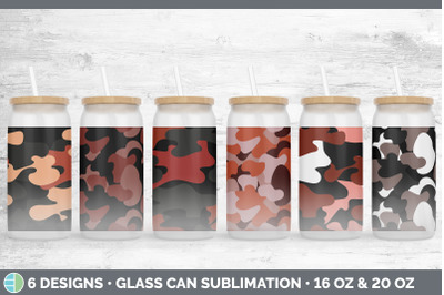 Red Camo Glass Can | Sublimation Beer Mason Jar