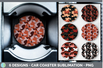 Red Camo Car Coaster | Sublimation Designs Bundle