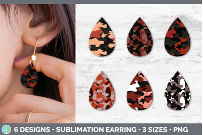 Red Camo Teardrop Earring | Sublimation Designs Bundle