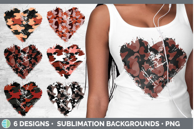 Red Camo Heart Distressed Clipart