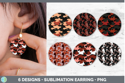 Red Camo Round Earring | Sublimation Designs Bundle