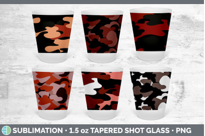 Red Camo Shot Glass Sublimation | Shot Glass 1.5oz Tapered