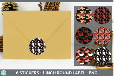 Red Camo Stickers | Sticker 1in Round Labels PNG Designs