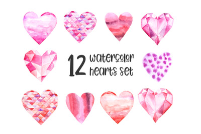 Watercolor Pink Valentine Day Hearts PNG