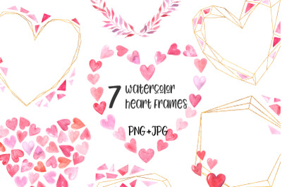 Watercolor Valentine Day Frames PNG