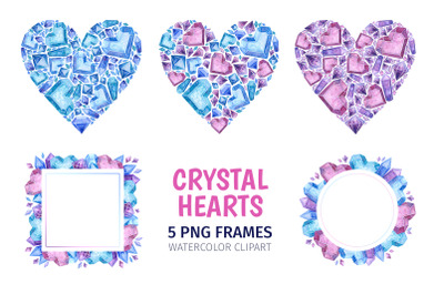 Crystal Hearts. Valentines Day Frames