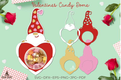 Valentine gnome with heart | Valentine candy dome svg